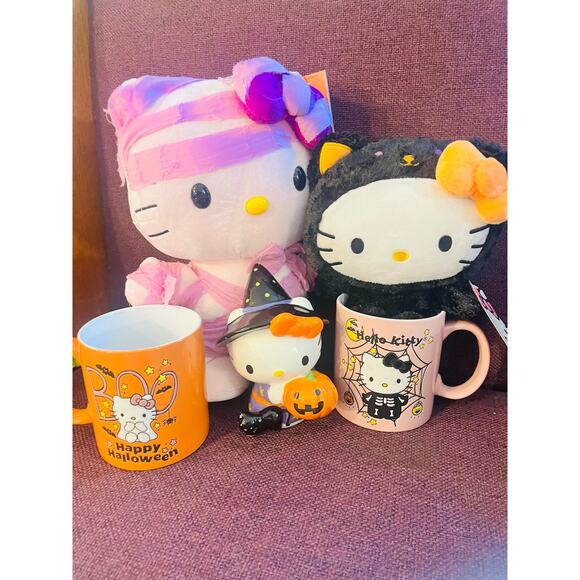 Halloween Hello kitty purple mummy  ,2 mugs , witch ceramic hello kitty cat - Picture 2 of 10